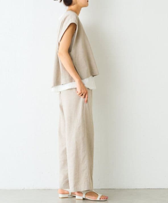 新品 タグ付き ビアズリー ウエストリブリネンパンツ