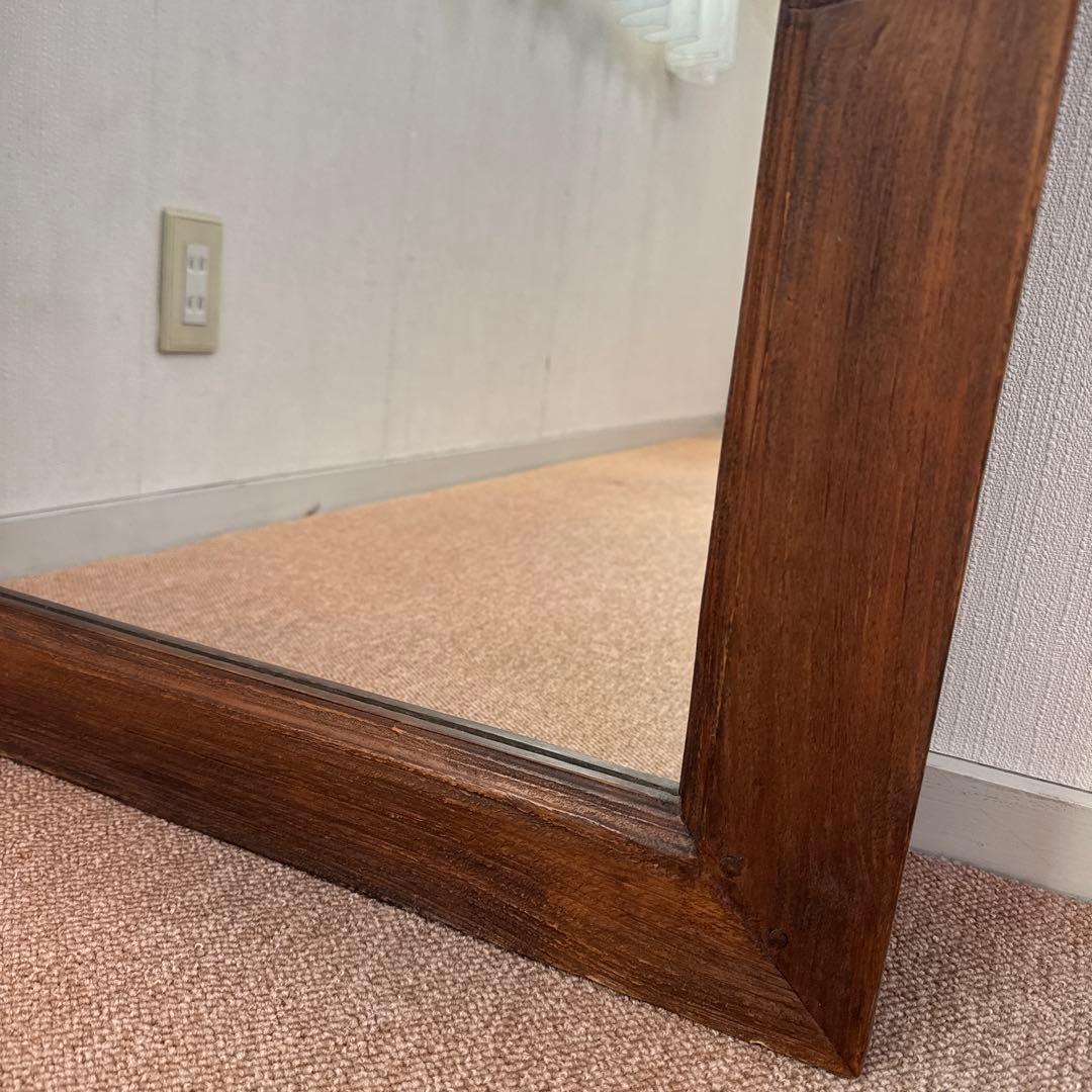【送料込•売り切り価格】鏡 姿見 壁掛けウォールミラー ヴィンテージ ブラウン