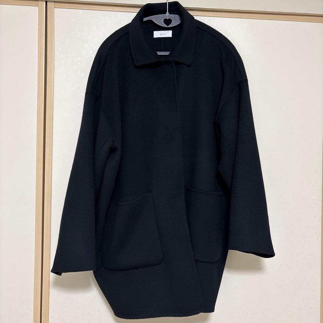 かぐれ　ウールステンカラーショートコート （ブラック）