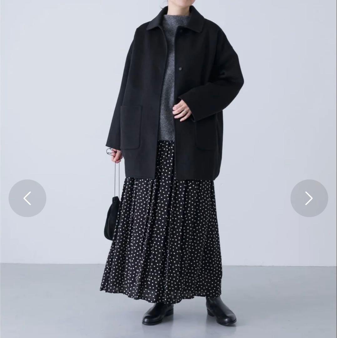 かぐれ　ウールステンカラーショートコート （ブラック）