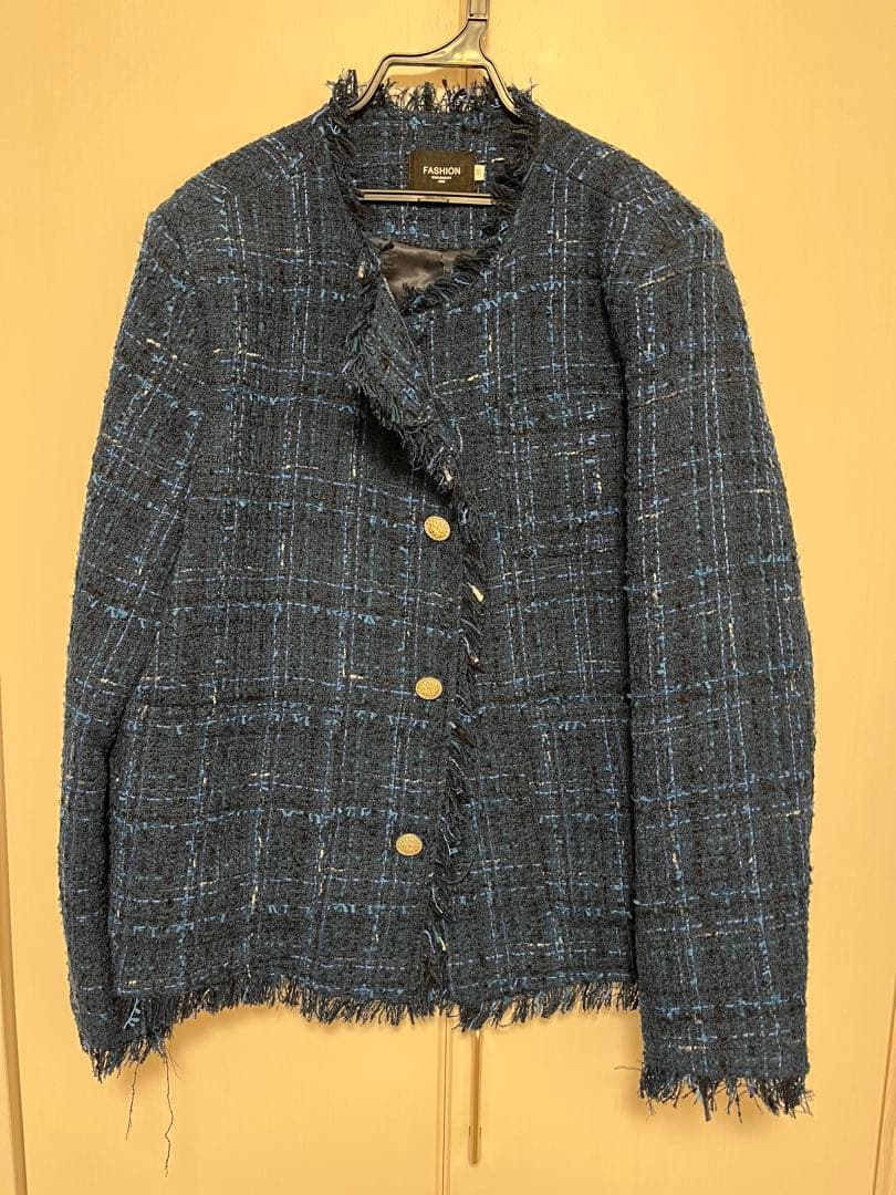 ALUDE 松島聡 着用 blue check tweed jacket