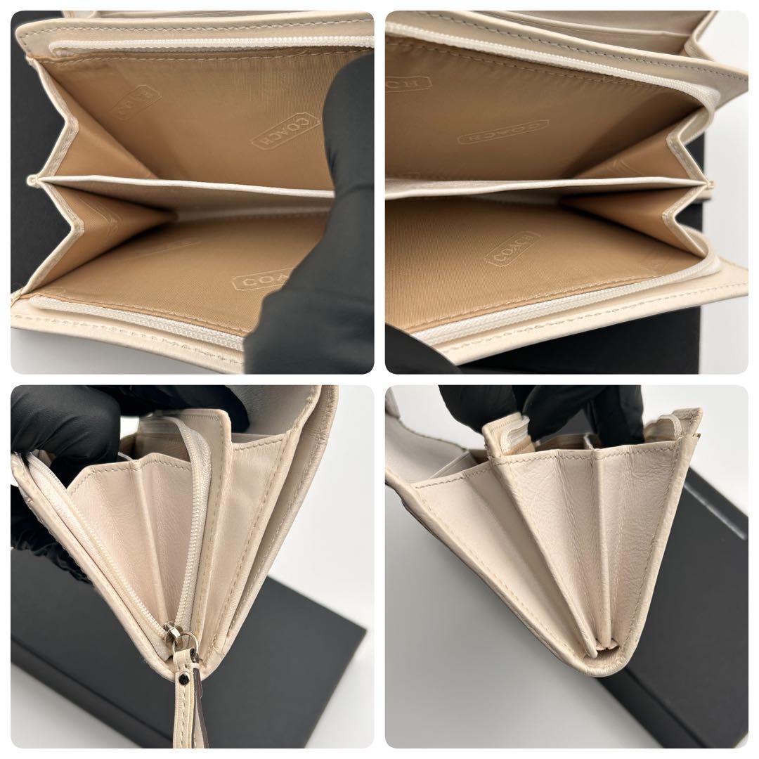 ✨美品✨ COACH コーチ 二つ折り財布 ホワイト シグネチャー 折り財布