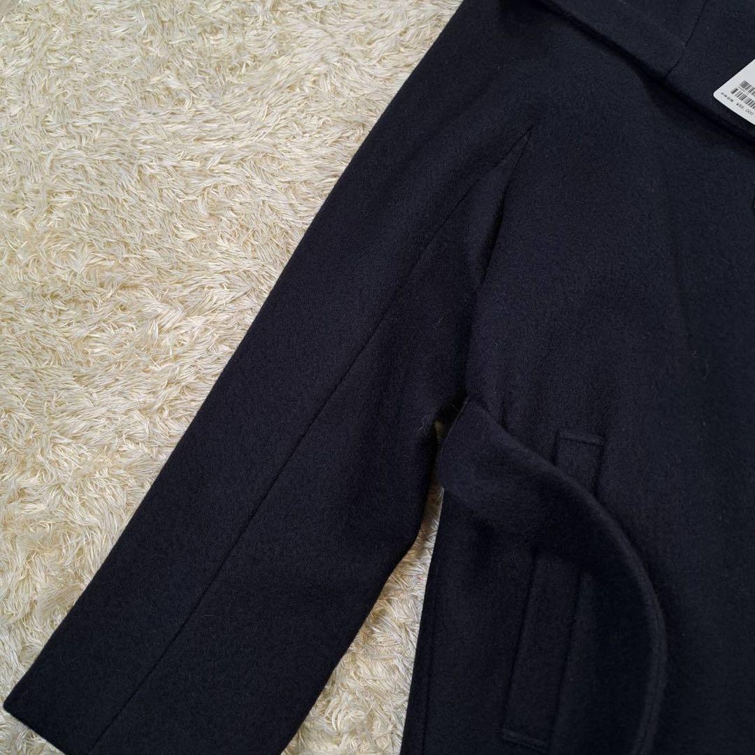 未使用品　blancvert ロングコート　ベルト　ビッグカラー　ネイビー