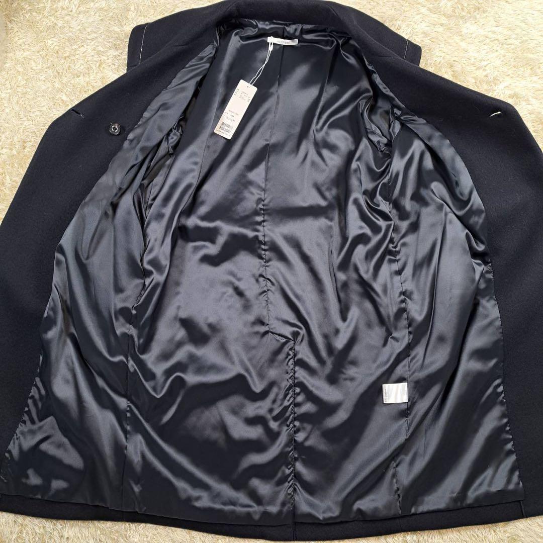 未使用品　blancvert ロングコート　ベルト　ビッグカラー　ネイビー