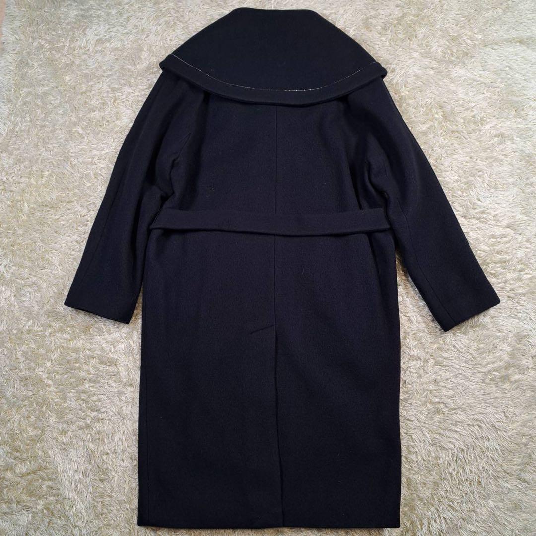 未使用品　blancvert ロングコート　ベルト　ビッグカラー　ネイビー