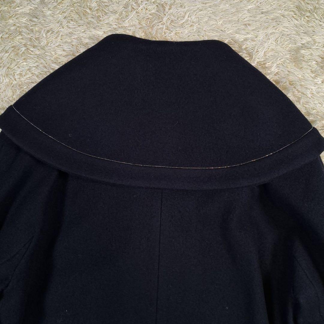 未使用品　blancvert ロングコート　ベルト　ビッグカラー　ネイビー