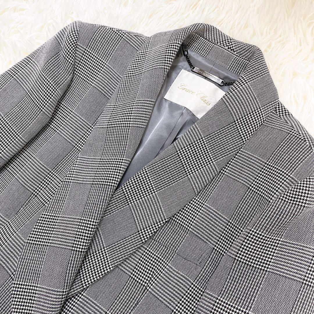 美品✨グレースクラス グレンチェックショートコート MANTECO社　完売品