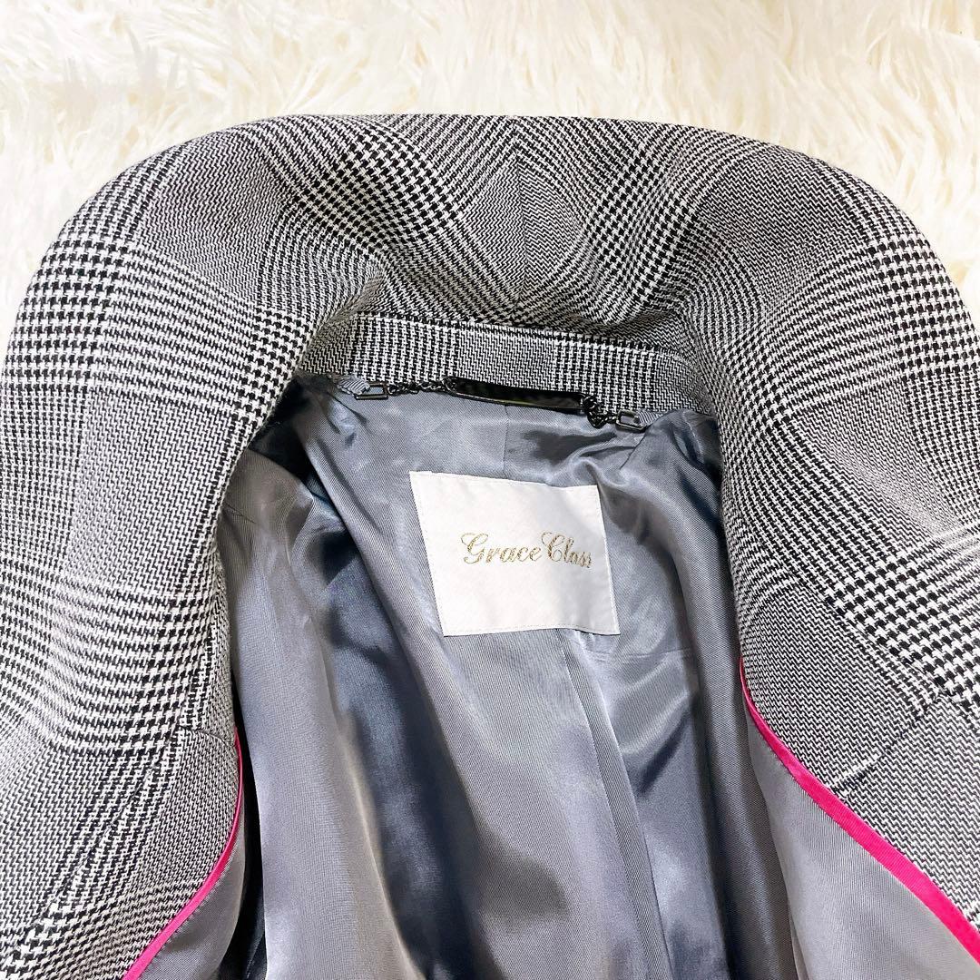 美品✨グレースクラス グレンチェックショートコート MANTECO社　完売品