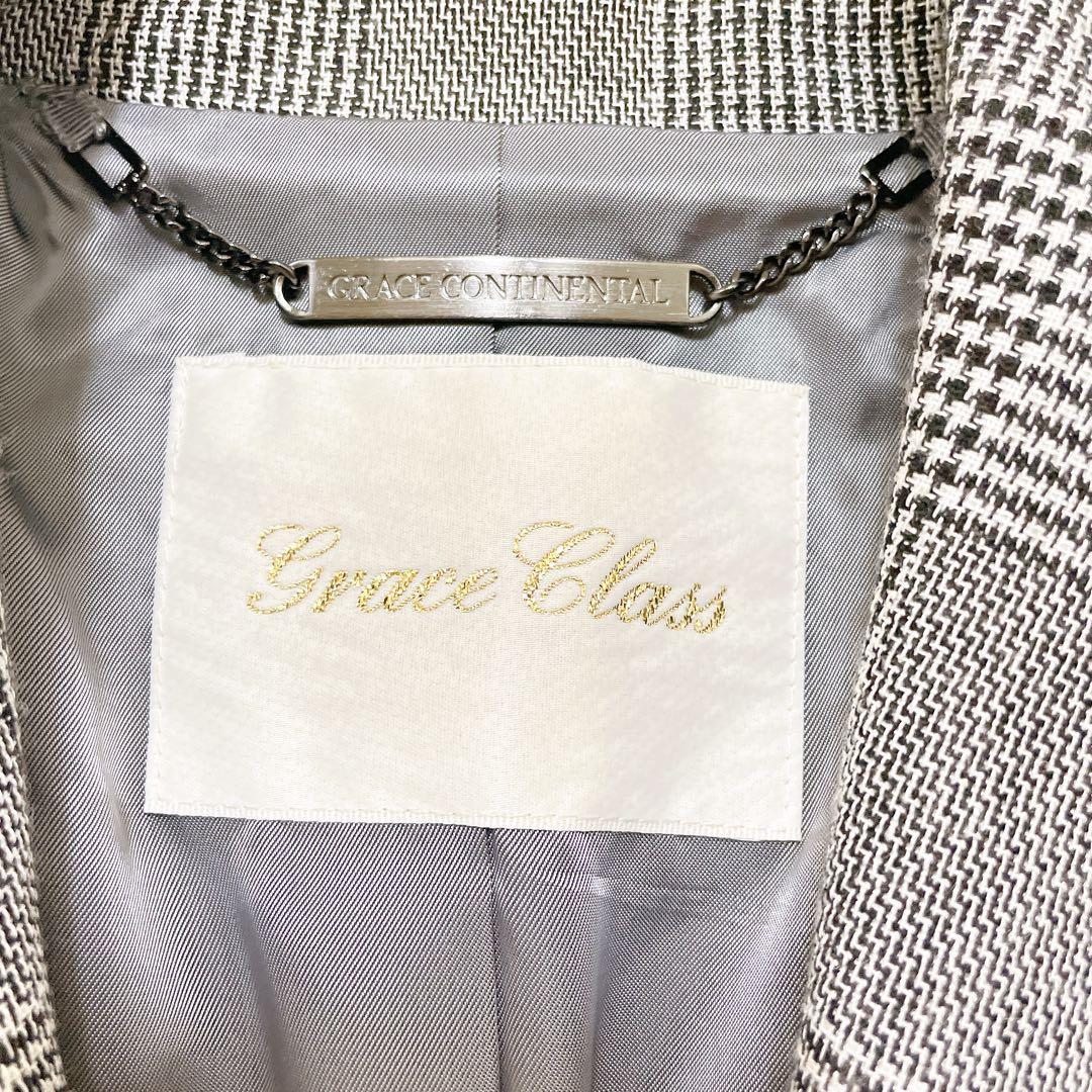 美品✨グレースクラス グレンチェックショートコート MANTECO社　完売品