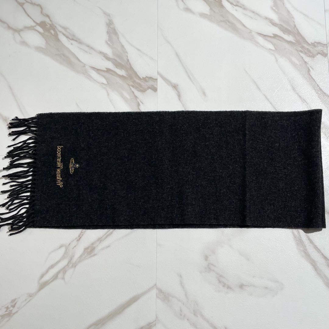 【未使用品】ヴィヴィアンウエストウッド マフラー オーブ刺繍 ウール 男女兼用