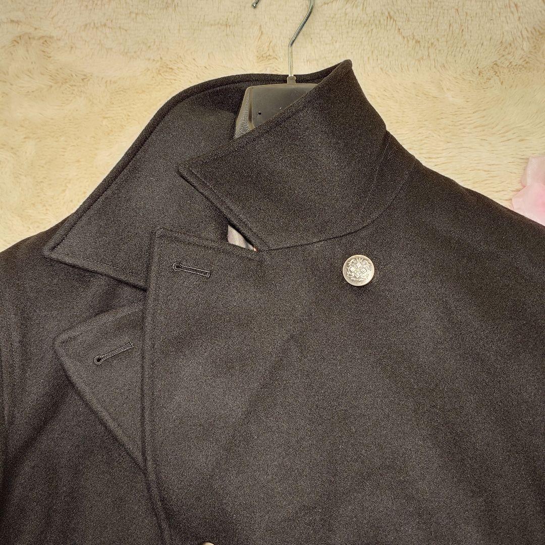 バラクータ アンゴラ混 ダブルブレスト ピーコートブラック ミドル丈