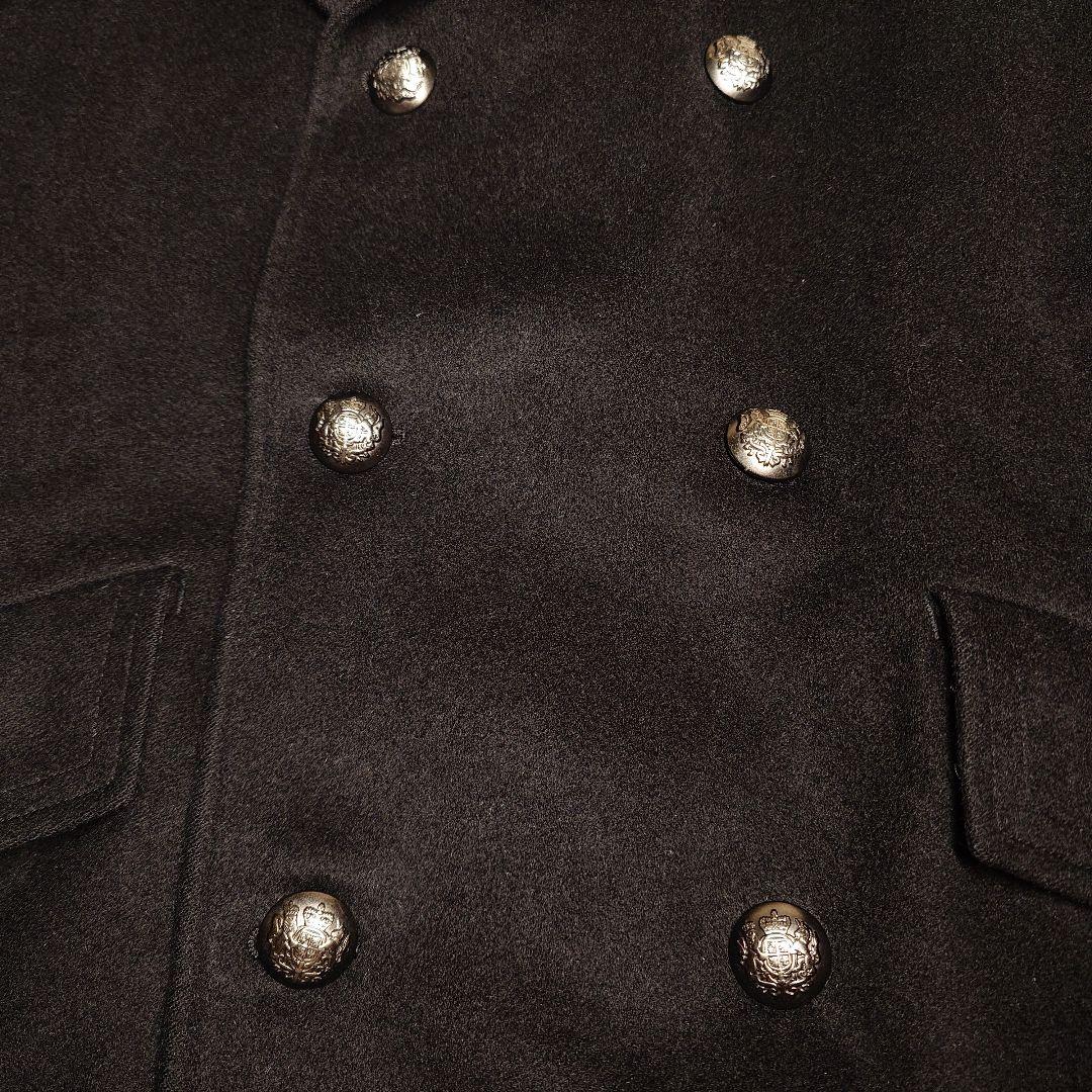 バラクータ アンゴラ混 ダブルブレスト ピーコートブラック ミドル丈