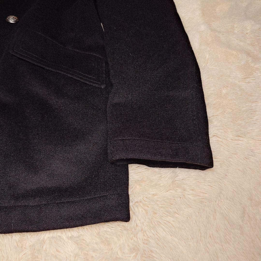 バラクータ アンゴラ混 ダブルブレスト ピーコートブラック ミドル丈