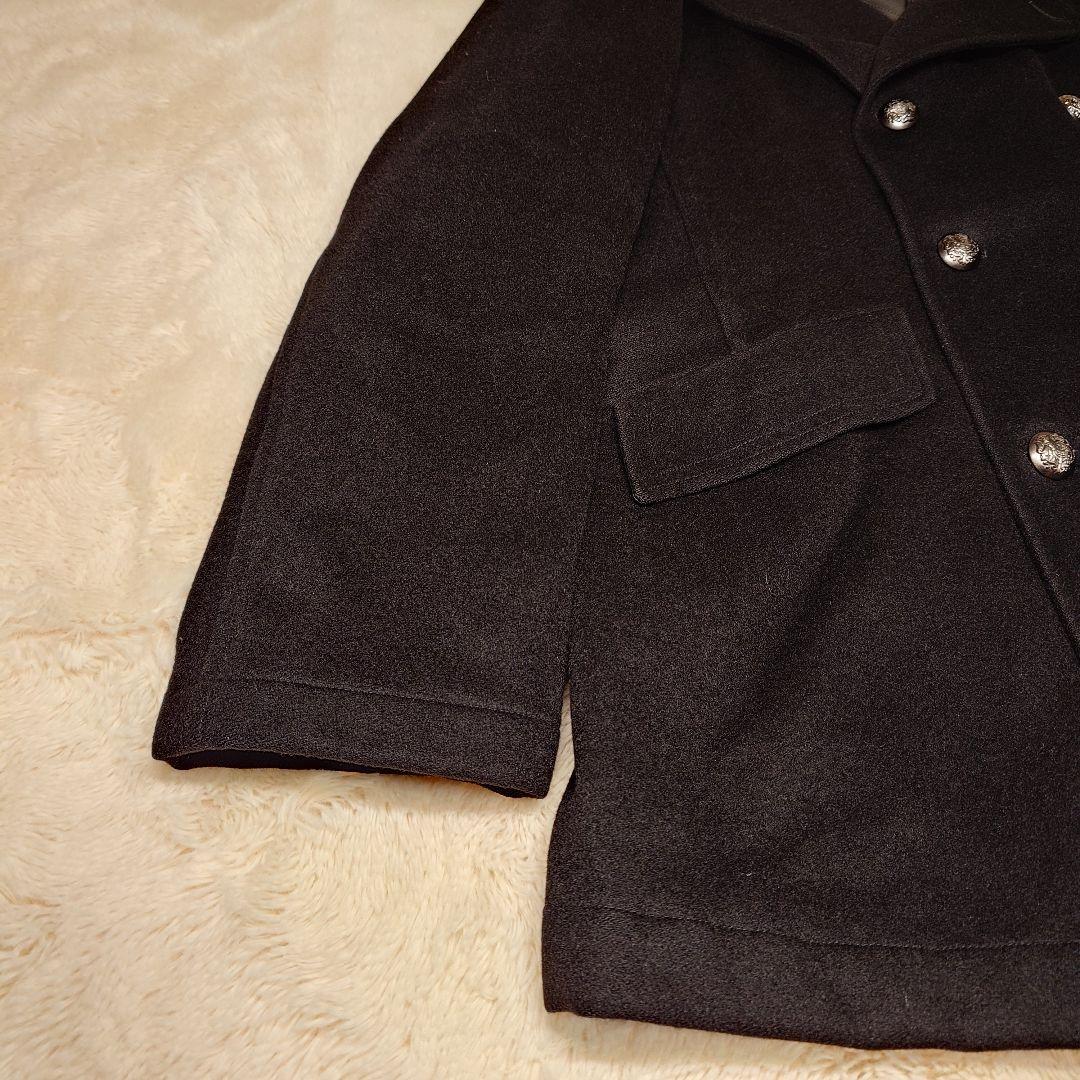 バラクータ アンゴラ混 ダブルブレスト ピーコートブラック ミドル丈