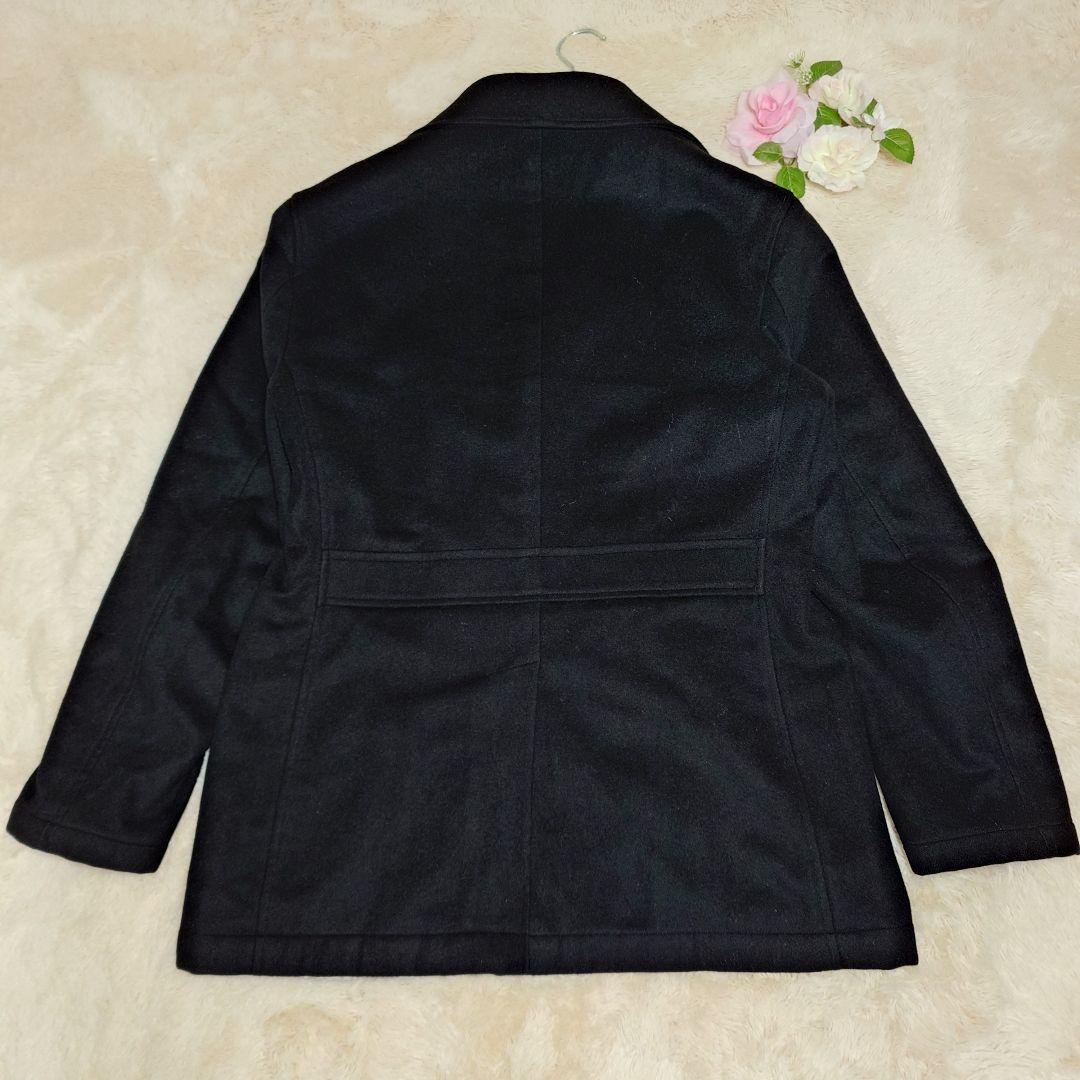 バラクータ アンゴラ混 ダブルブレスト ピーコートブラック ミドル丈