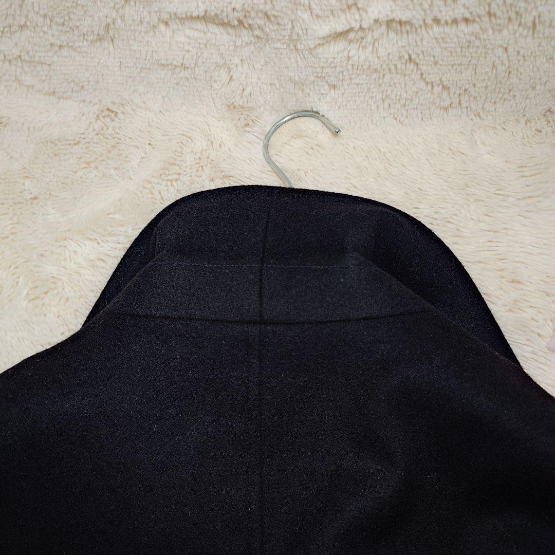 バラクータ アンゴラ混 ダブルブレスト ピーコートブラック ミドル丈