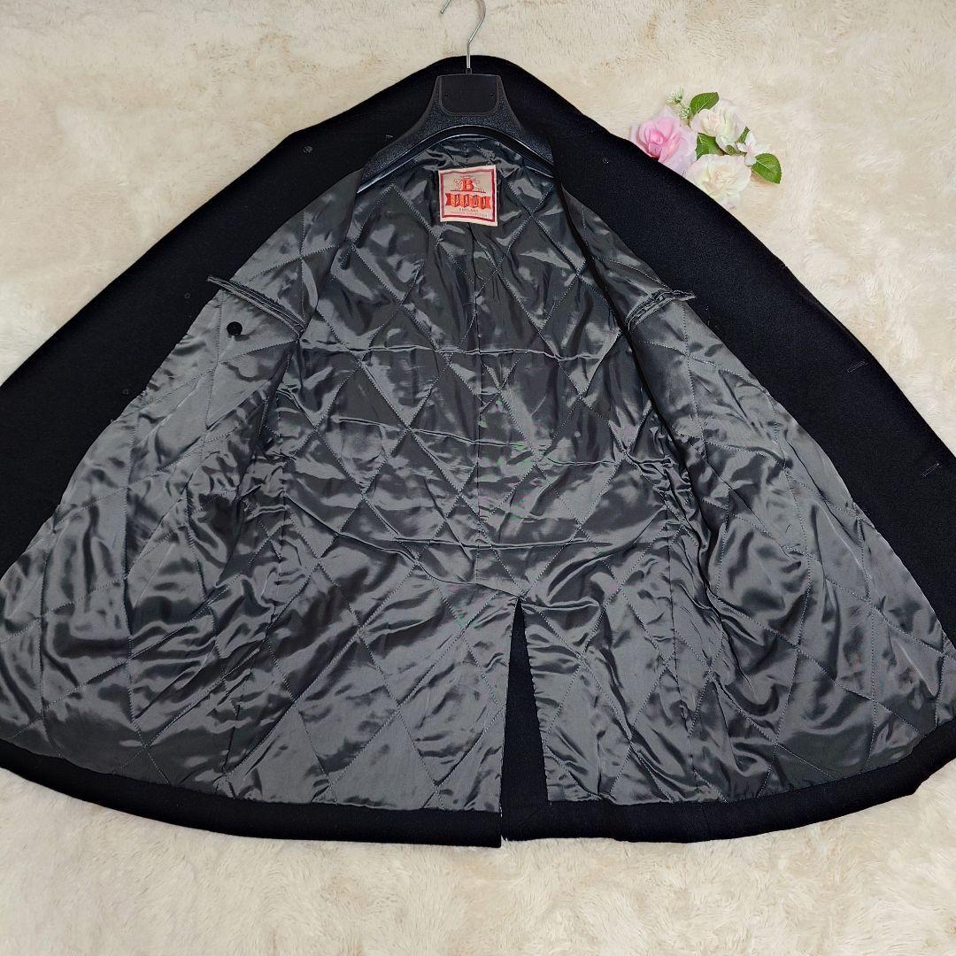 バラクータ アンゴラ混 ダブルブレスト ピーコートブラック ミドル丈