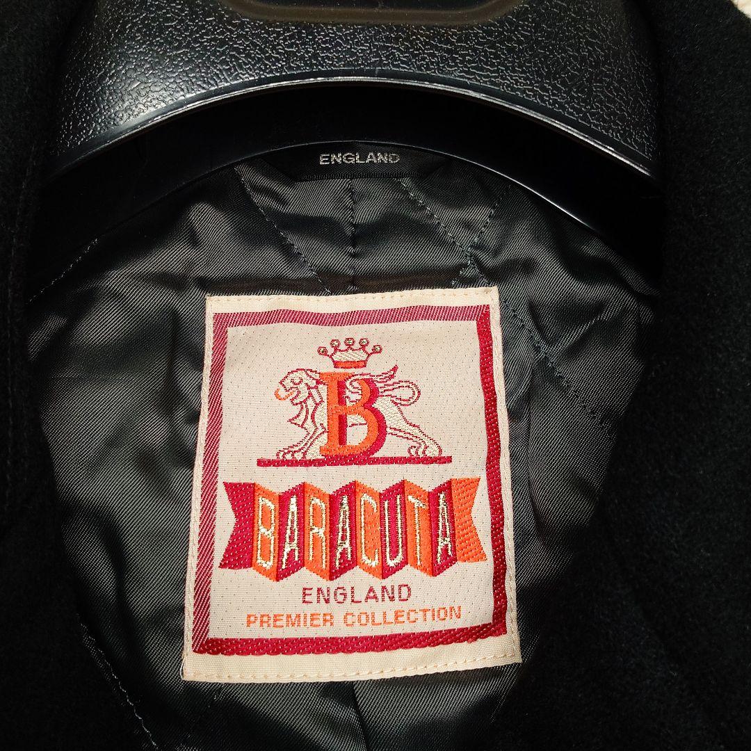 バラクータ アンゴラ混 ダブルブレスト ピーコートブラック ミドル丈