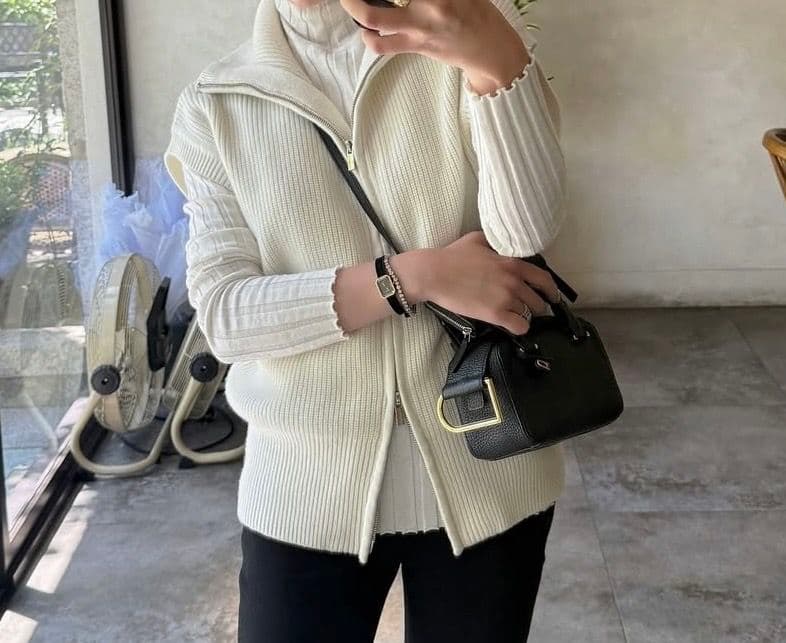 YONFA ヨンファウールカシミヤジップベストmilk【新品未使用】タグ付