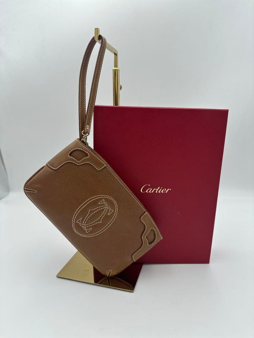 Cartier ブラウンレザークラッチバッグマストライン レザーポーチ新品未使用