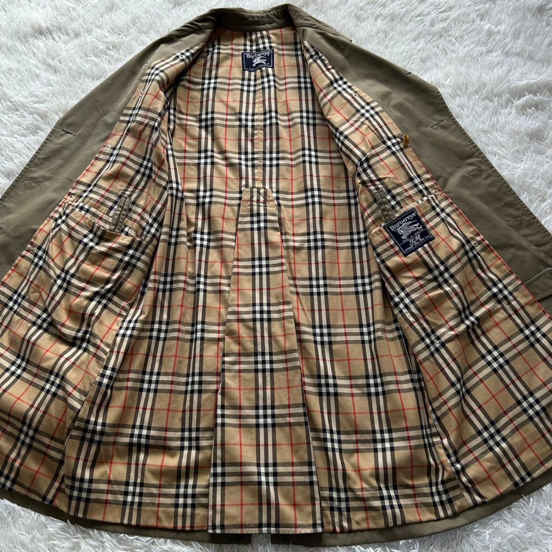 【美品】バーバリー　トレンチコート　ロング丈　ベルト完備　カーキ　メンズ　L相当