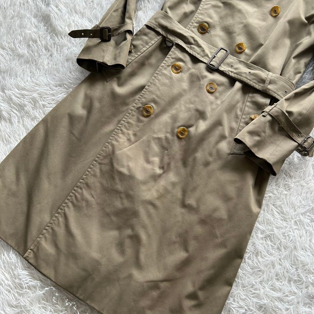 【美品】バーバリー　トレンチコート　ロング丈　ベルト完備　カーキ　メンズ　L相当