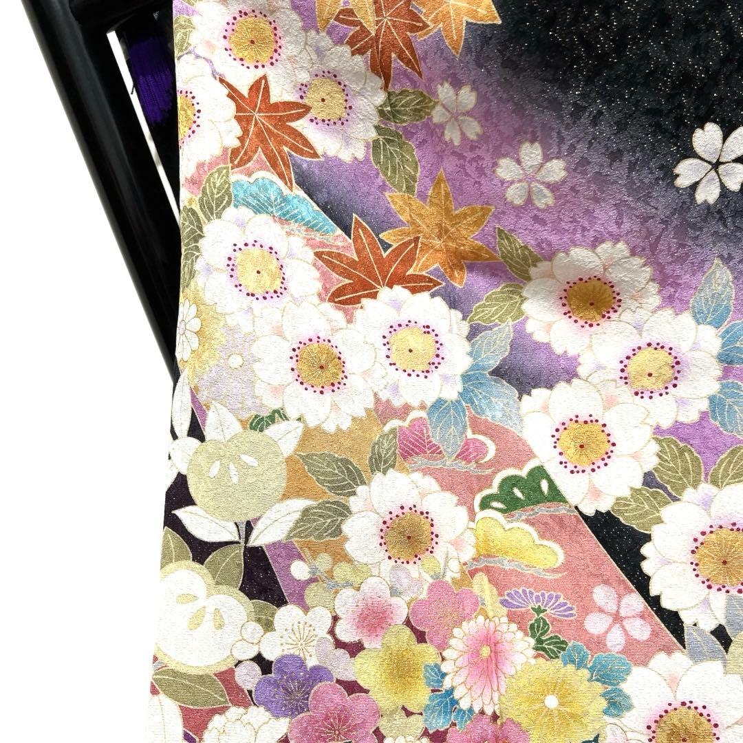 振袖　金駒刺繍　金通し　金彩　熨斗　八重桜　牡丹　成人式　着物　101b d