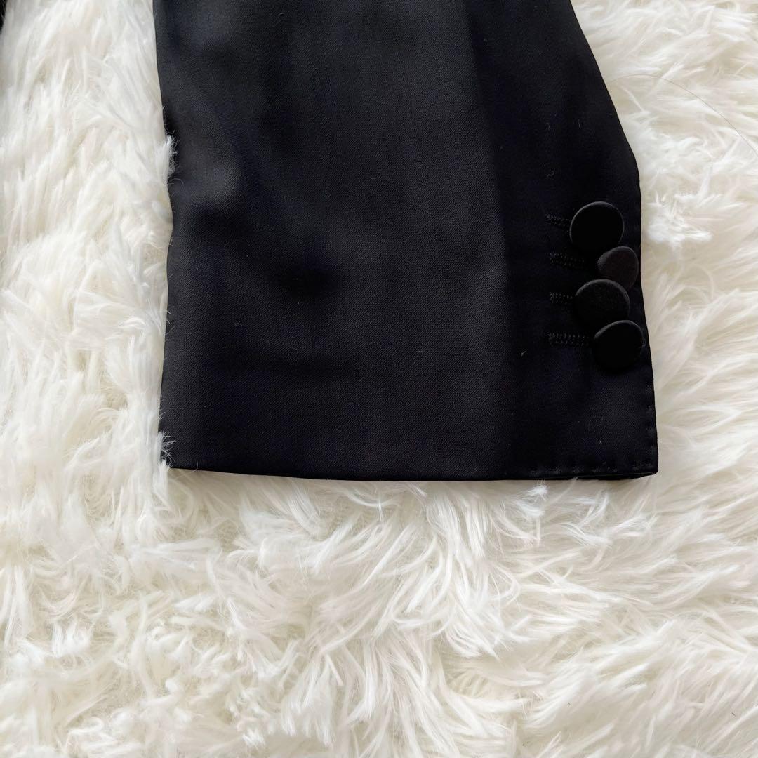 【ヒューゴボス】テーラードジャケット 48 L相当　黒 ピークドラペル シングル