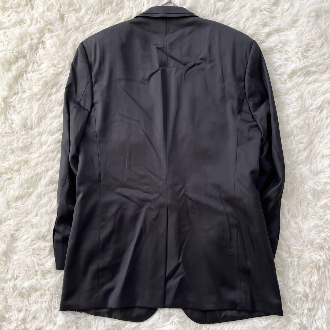 【ヒューゴボス】テーラードジャケット 48 L相当　黒 ピークドラペル シングル