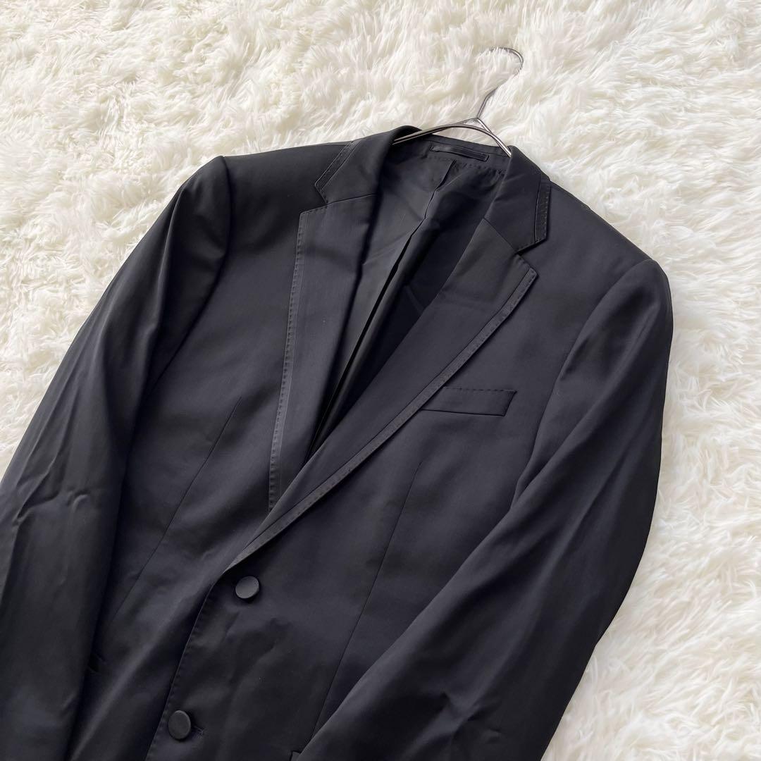 【ヒューゴボス】テーラードジャケット 48 L相当　黒 ピークドラペル シングル