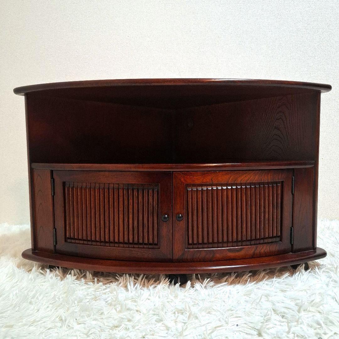 【希少】カリモク家具 テレビ台 三角コーナー 昭和 レトロ キャスター付き