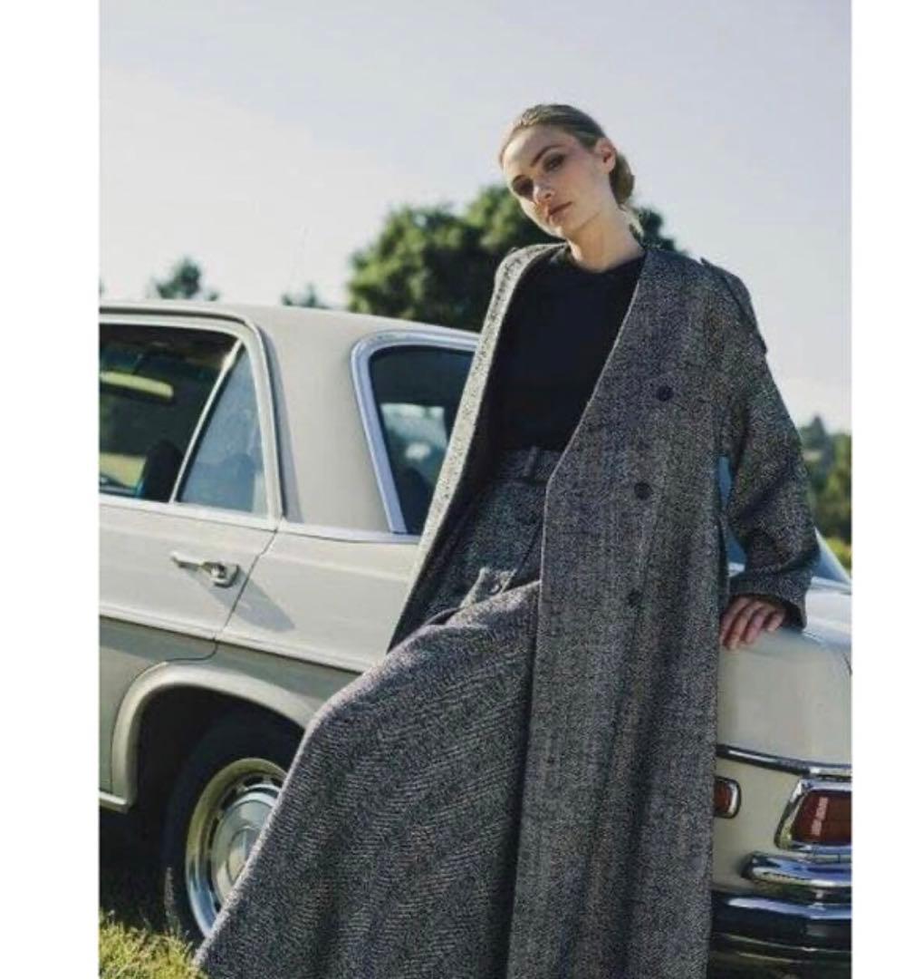 本日のみ大幅値下げ　雑誌掲載ebure人気完売ヘリンボーンAラインウールコート