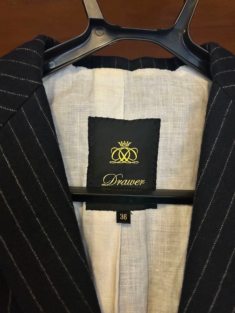 Drawer ストライプ ブラック チェスターコート 36