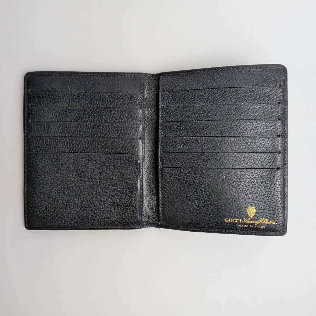 GUCCI グッチ　二つ折り財布　シグネチャー　PVC ブラック