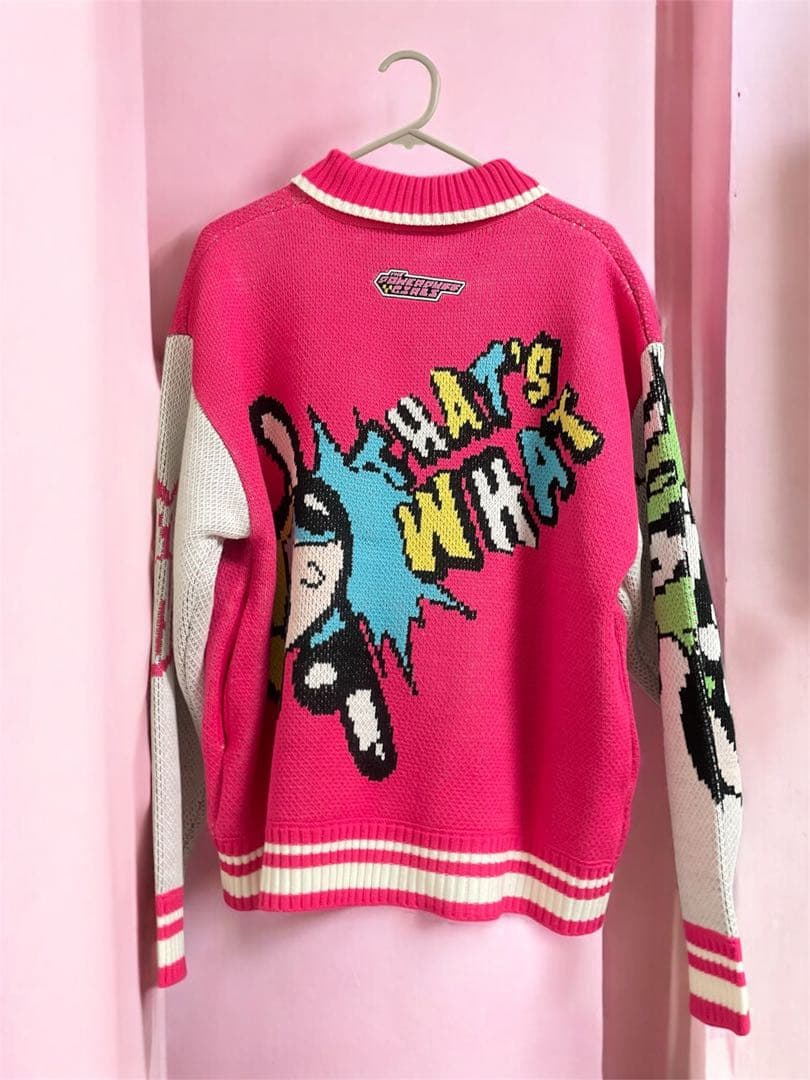 新品　未使用　パワパフガールズ× atmos ニット ブルゾン パーカー　ピンク