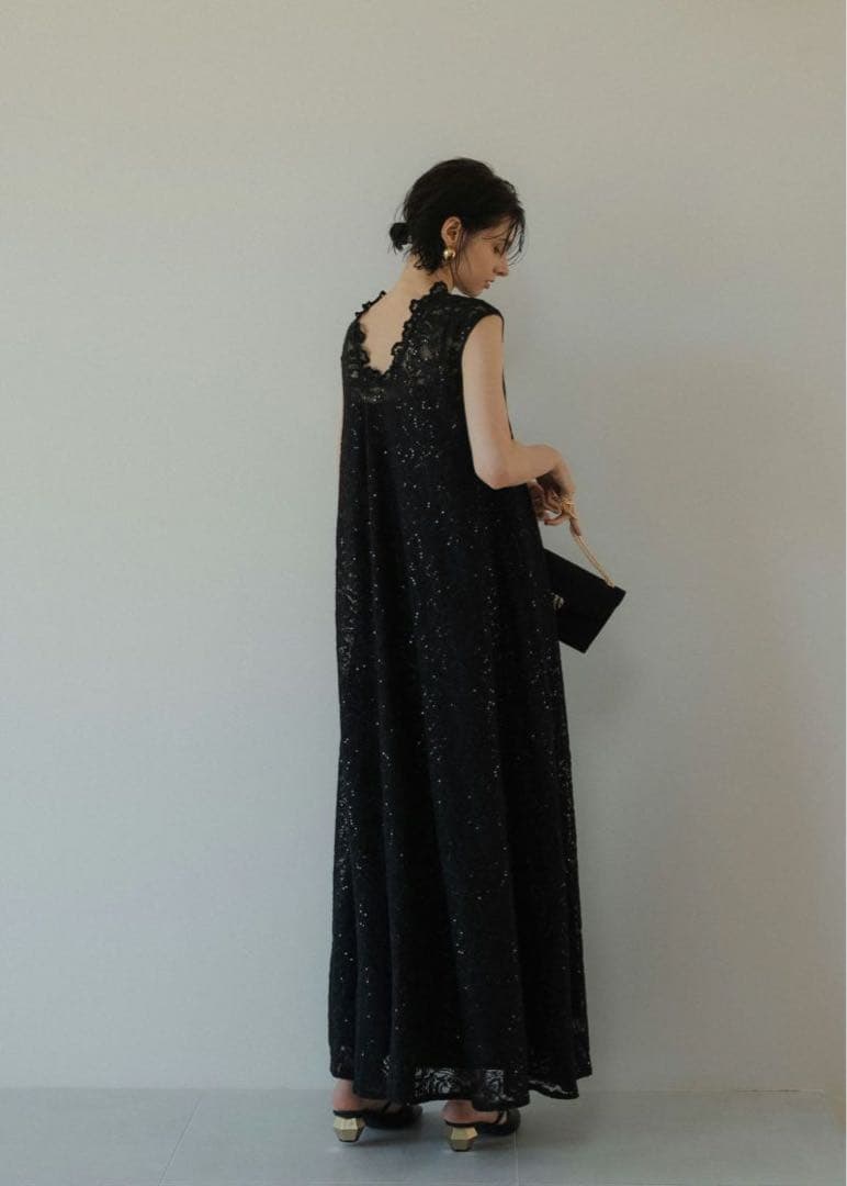 新品　Sサイズ　LE’RURE Prism lace A-line dress黒