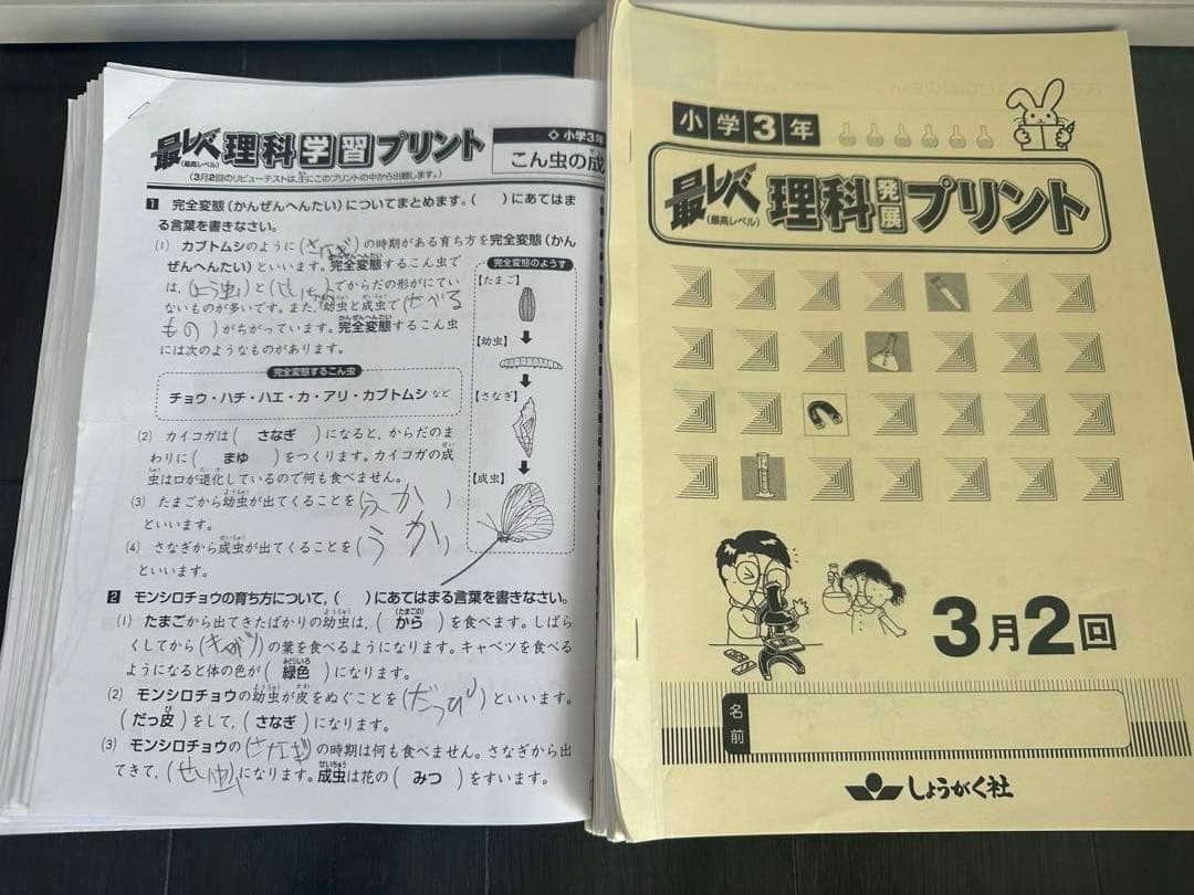奨学社　小3 理科　1年分　しょうがく社　リビューテスト　実力テスト
