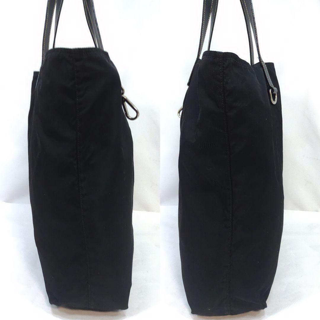 プラダ トートバッグ サフィアーノレザー×ナイロン A4可 肩掛 ブラック