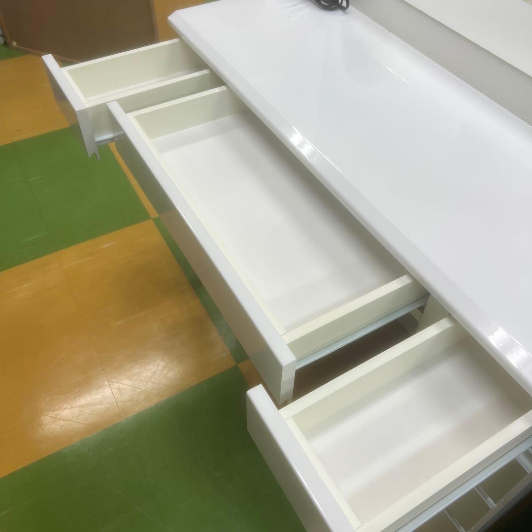 ディノス dinos ホワイトドレッサー LEDミラー付き