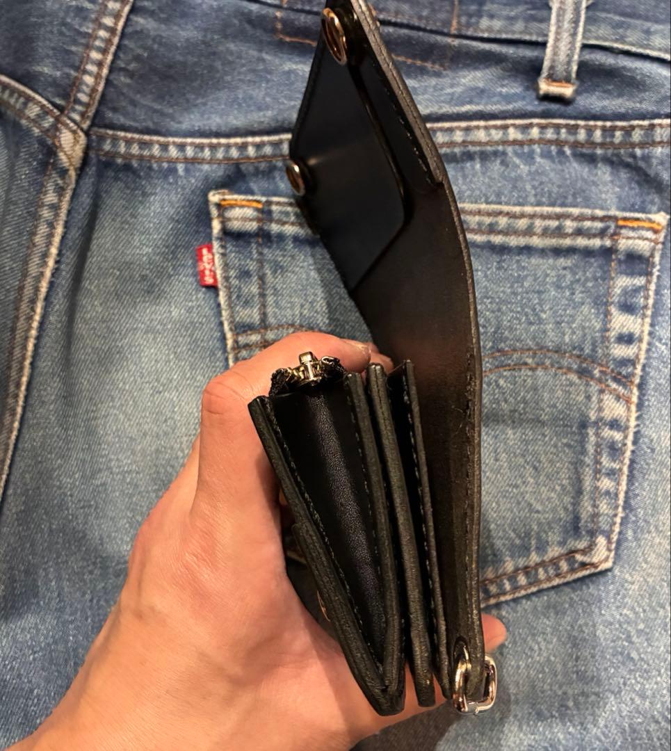 トラッカーウォレット　ショートサイズ　シルバー925アポロコンチョ　シボ革