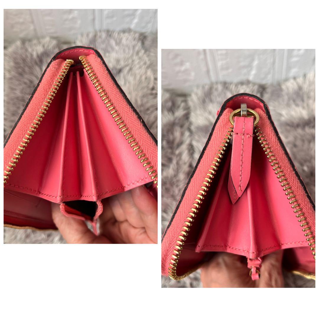 美品✨GUCCI シマ　ラウンドファスナー　ピンク　長財布　レディース