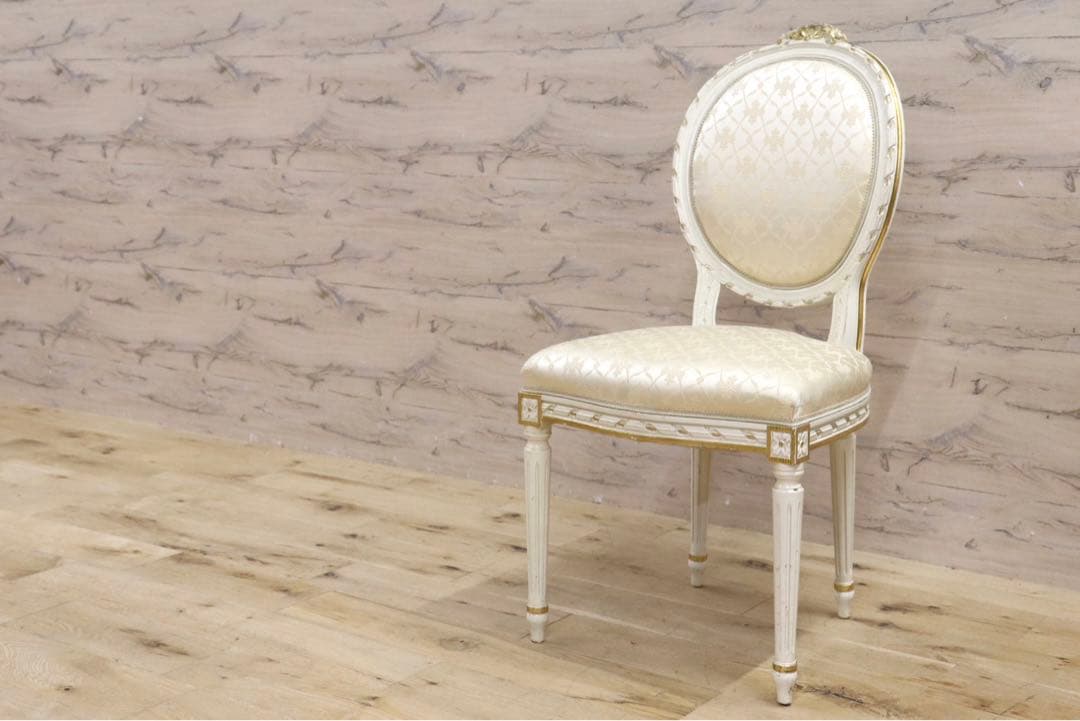 GMIK102F○イタリア製 アンティーク ダイニングチェア アームレスチェ