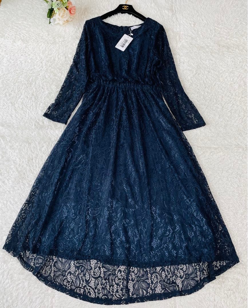 新品タグ付✨大きいサイズ✨マザーズドレス　マキシ丈　結婚式　ネイビー　XXL