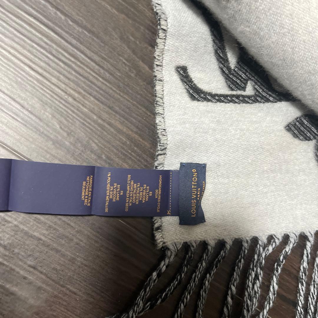 ルイヴィトン LOUIS VUITTON マフラー 黒と白 ラメ