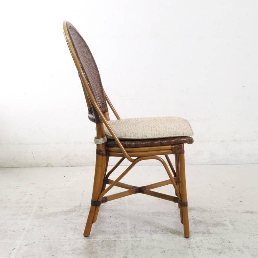 カザマ 横浜 籐家具 ニューマリアームレスチェア アンティークブラウン色