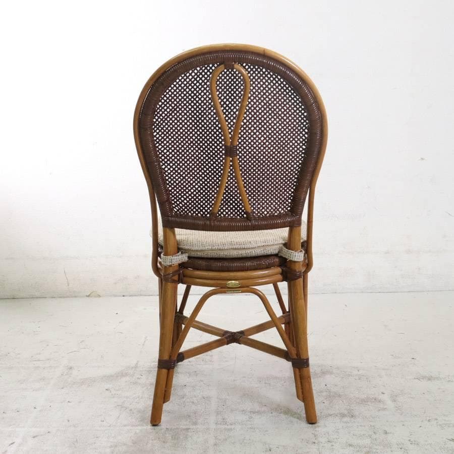 カザマ 横浜 籐家具 ニューマリアームレスチェア アンティークブラウン色