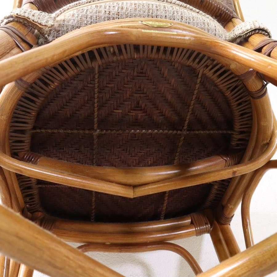 カザマ 横浜 籐家具 ニューマリアームレスチェア アンティークブラウン色