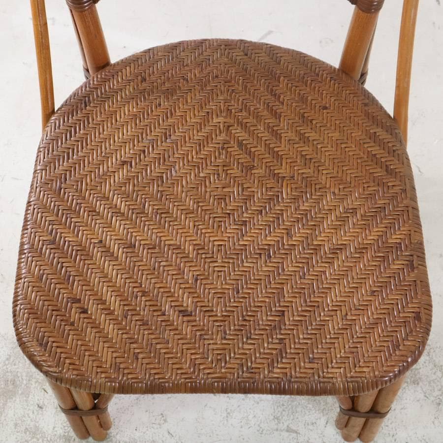 カザマ 横浜 籐家具 ニューマリアームレスチェア アンティークブラウン色