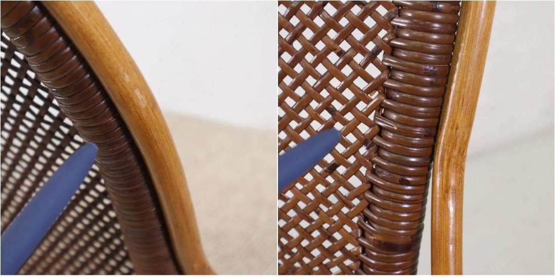 カザマ 横浜 籐家具 ニューマリアームレスチェア アンティークブラウン色