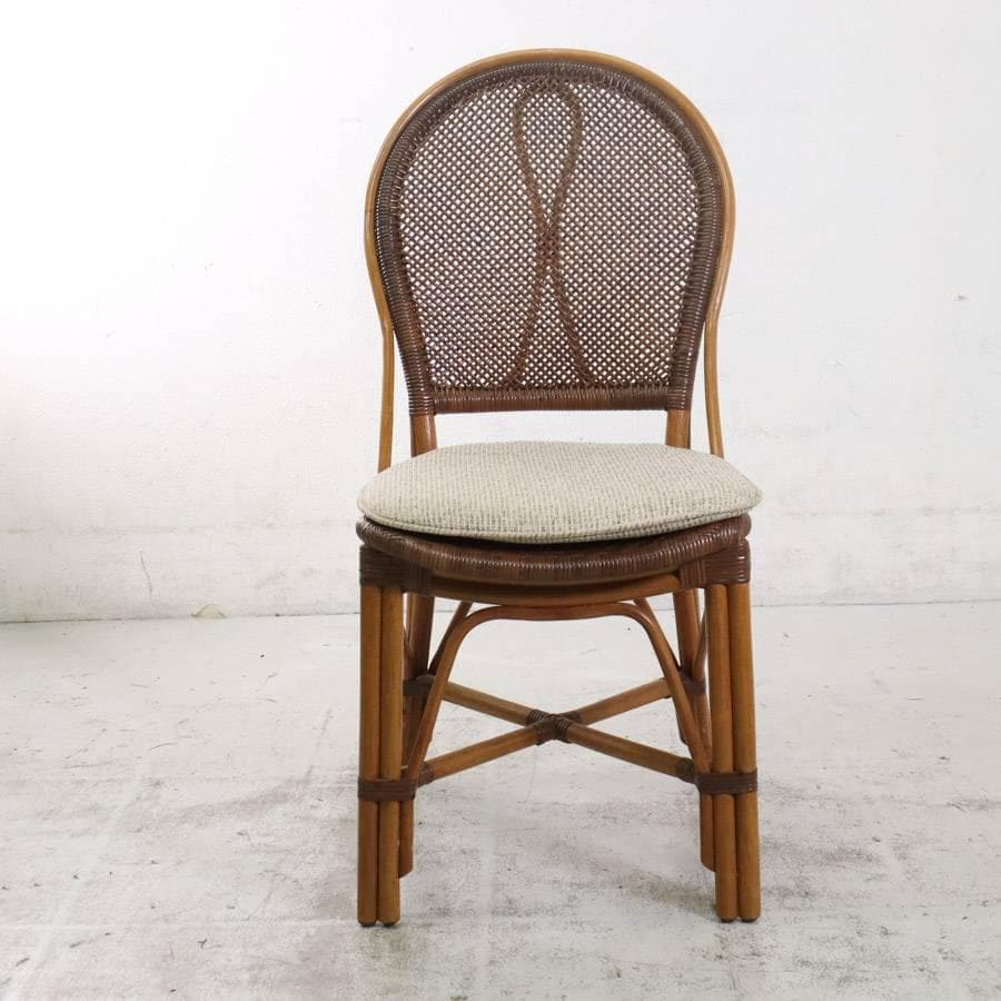 カザマ 横浜 籐家具 ニューマリアームレスチェア アンティークブラウン色